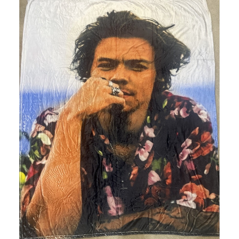 Harry Styles Photo Print Fleece Throw Blanket Soft Plush 130x150cm New